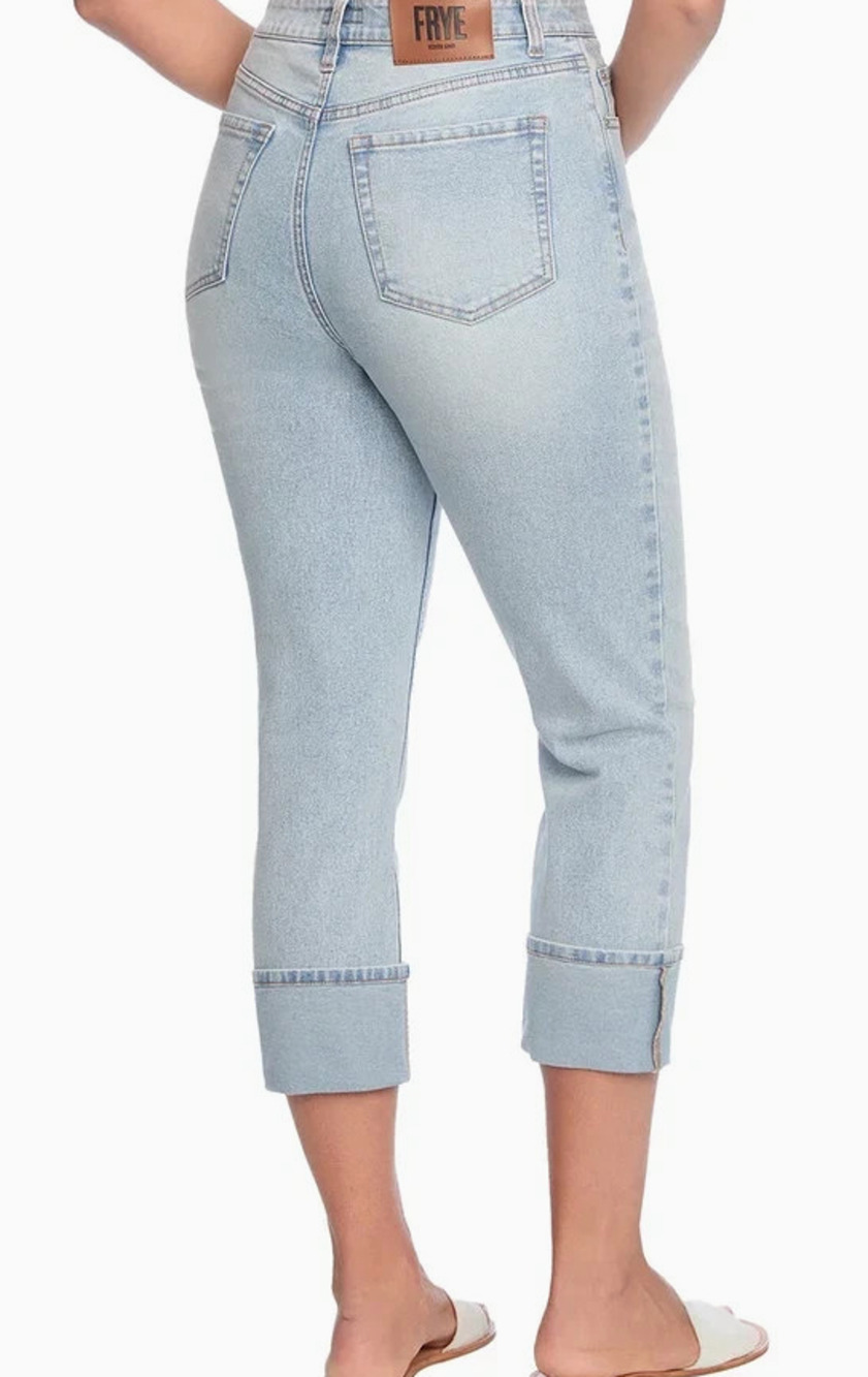 Frye Stevie Cuffed Crop Jeans Women's 4 27 Blue Denim Cropped Straight Leg